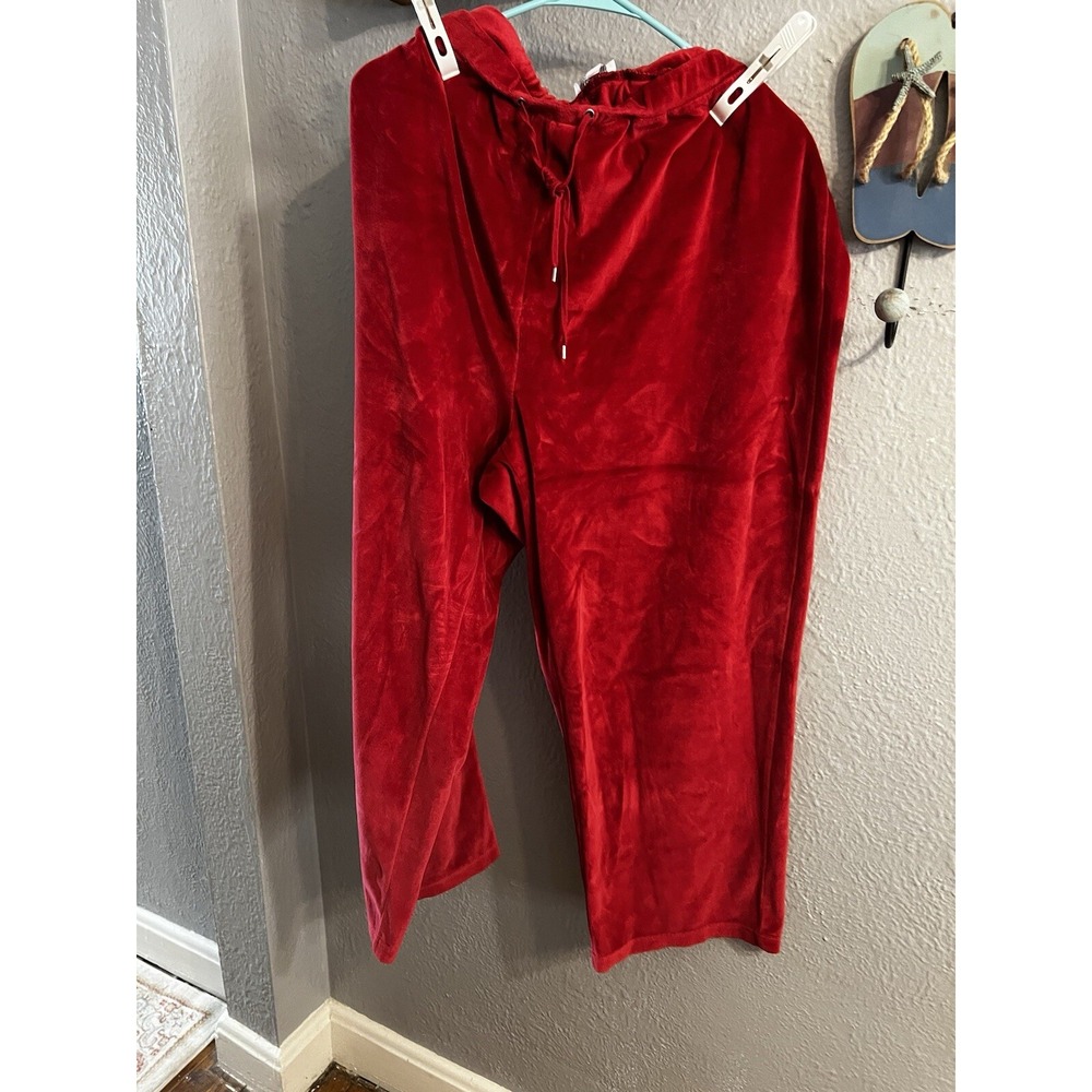 Charter Club Pants Women's Pink Velour Plush Dark Red Lounging Slacks Size 3x